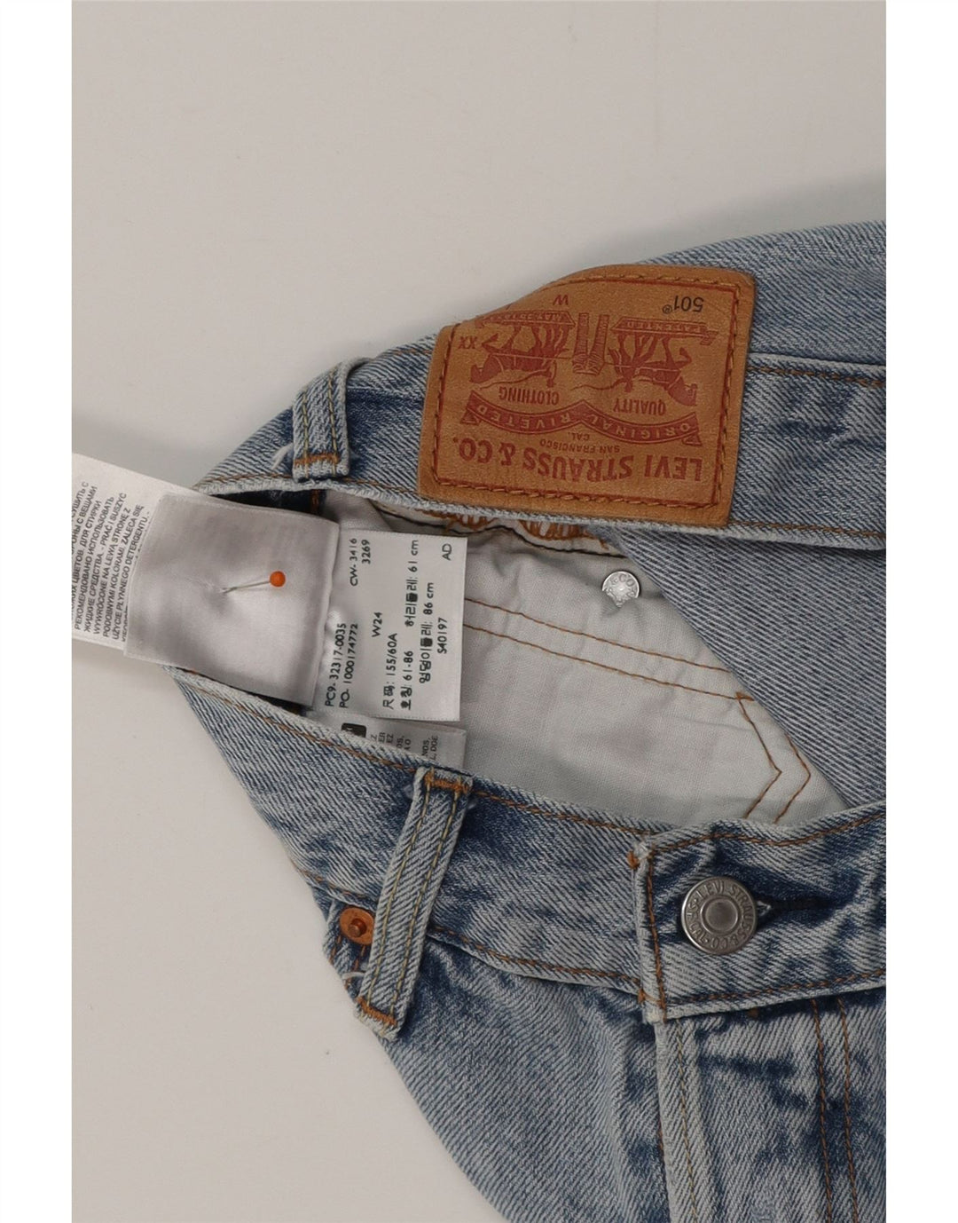 LEVI'S Ženske 501 kratke traper hlače W24 XS plavi pamuk