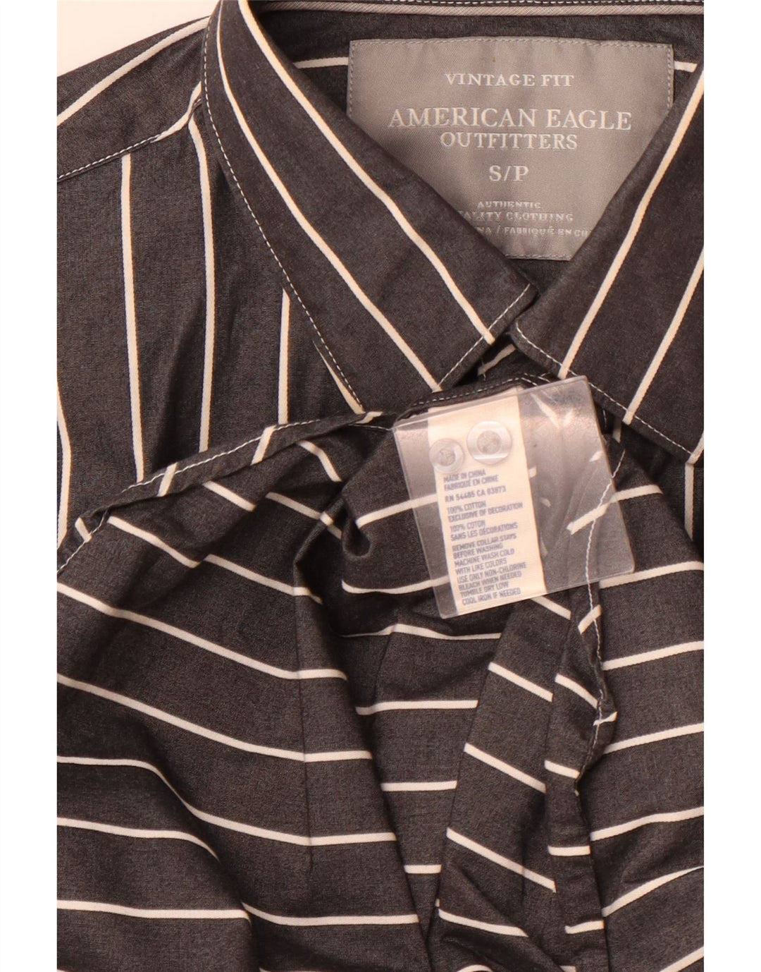 AMERICAN EAGLE OUTFITTERS Muška vintage fit košulja, pamuk na male sive pruge