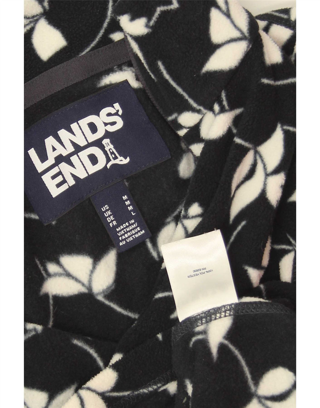 Lands End ženska jakna od flisa UK 14 srednje tamnoplavi cvjetni poliester