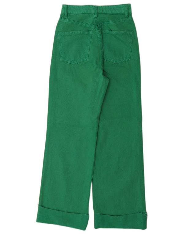 Zara ženske traperice širokih nogavica visokog struka EU 32 2XS W22 L29 Zeleni pamuk
