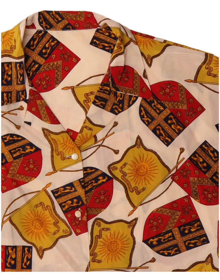 Vintage ženska bluza košulje s apstraktnim uzorkom UK 14 velika sivobijela