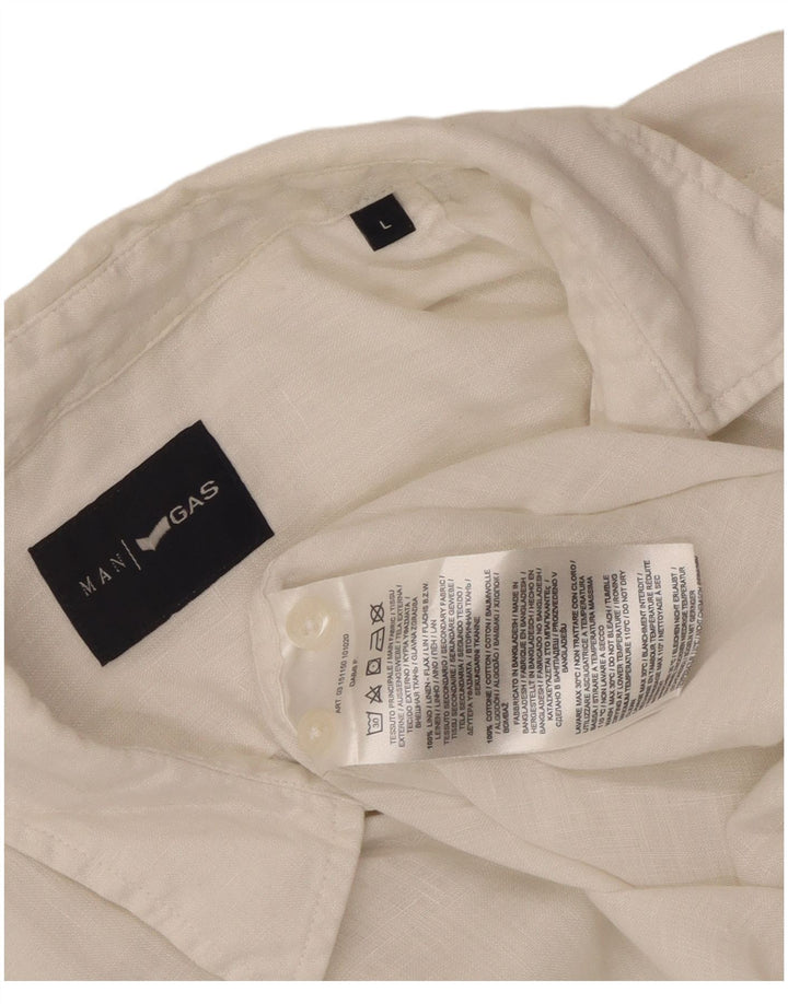 Gas muška košulja velika bijela lanena