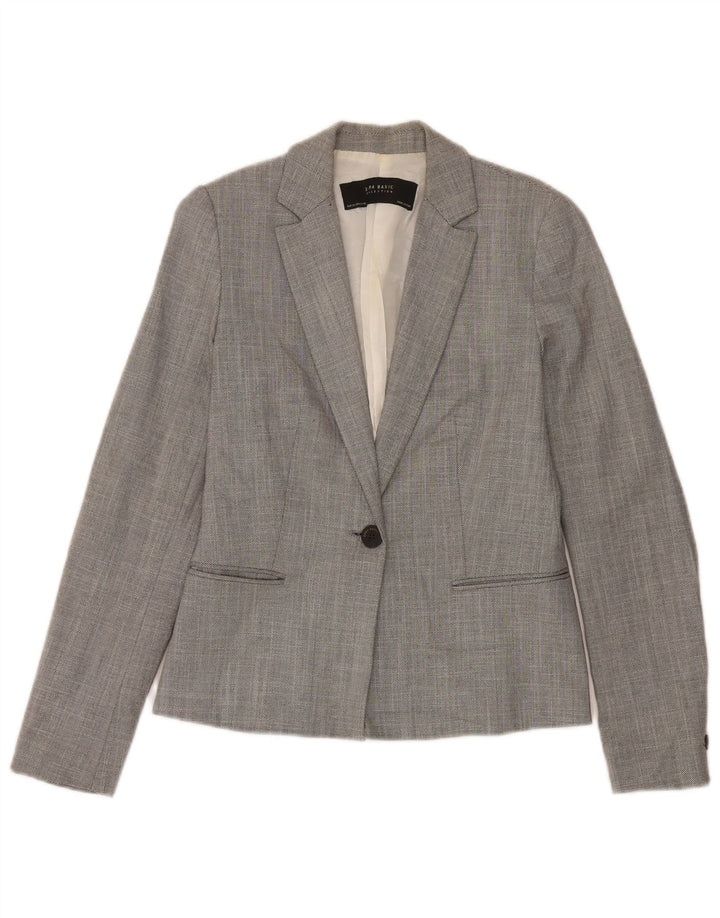 Zara ženski sako sa 1 gumbom UK 6 XS sivi Chevron poliester