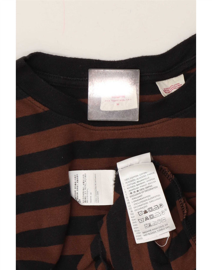 Levi's ženska majica dugih rukava UK 14 Srednje smeđi prugasti pamuk