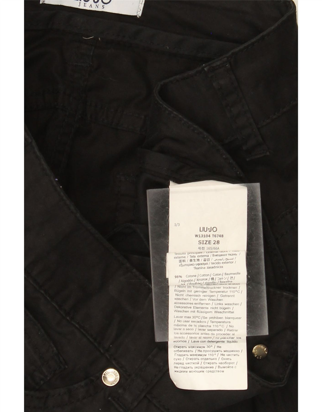 LIU JO Ženske uske ležerne hlače W28 L29 crni pamuk