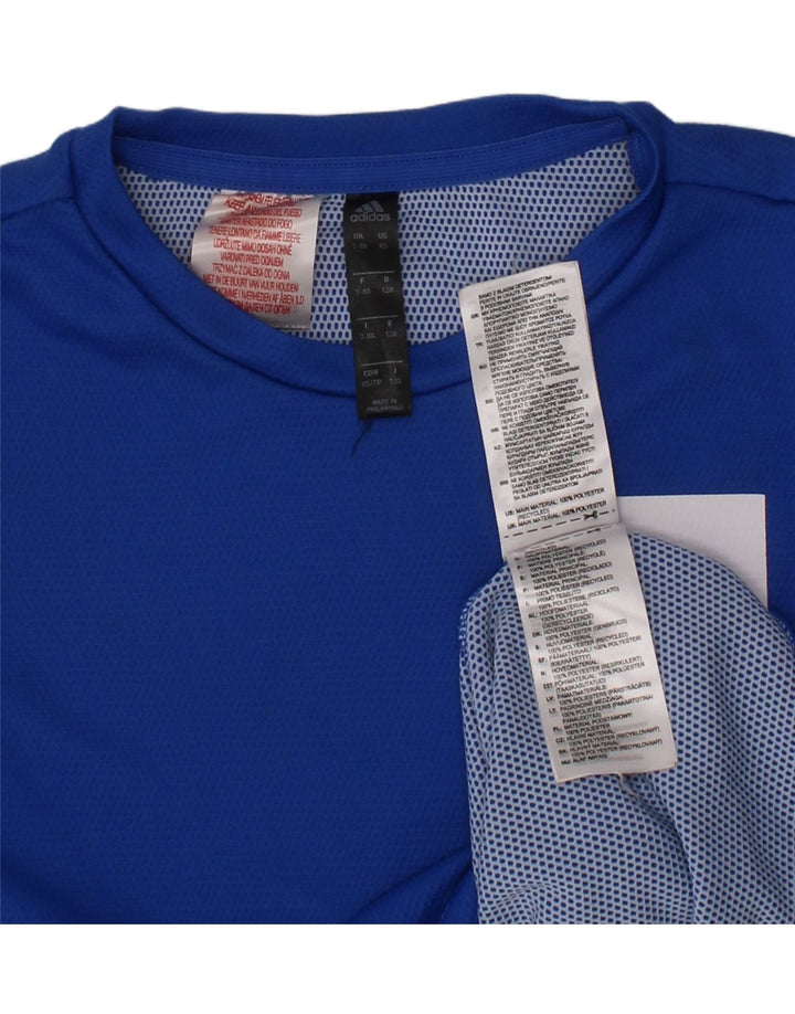 ADIDAS Boys Aeroready T-Shirt Top 7-8 Years Blue Polyester Vintage Adidas and Second-Hand Adidas from Messina Hembry 