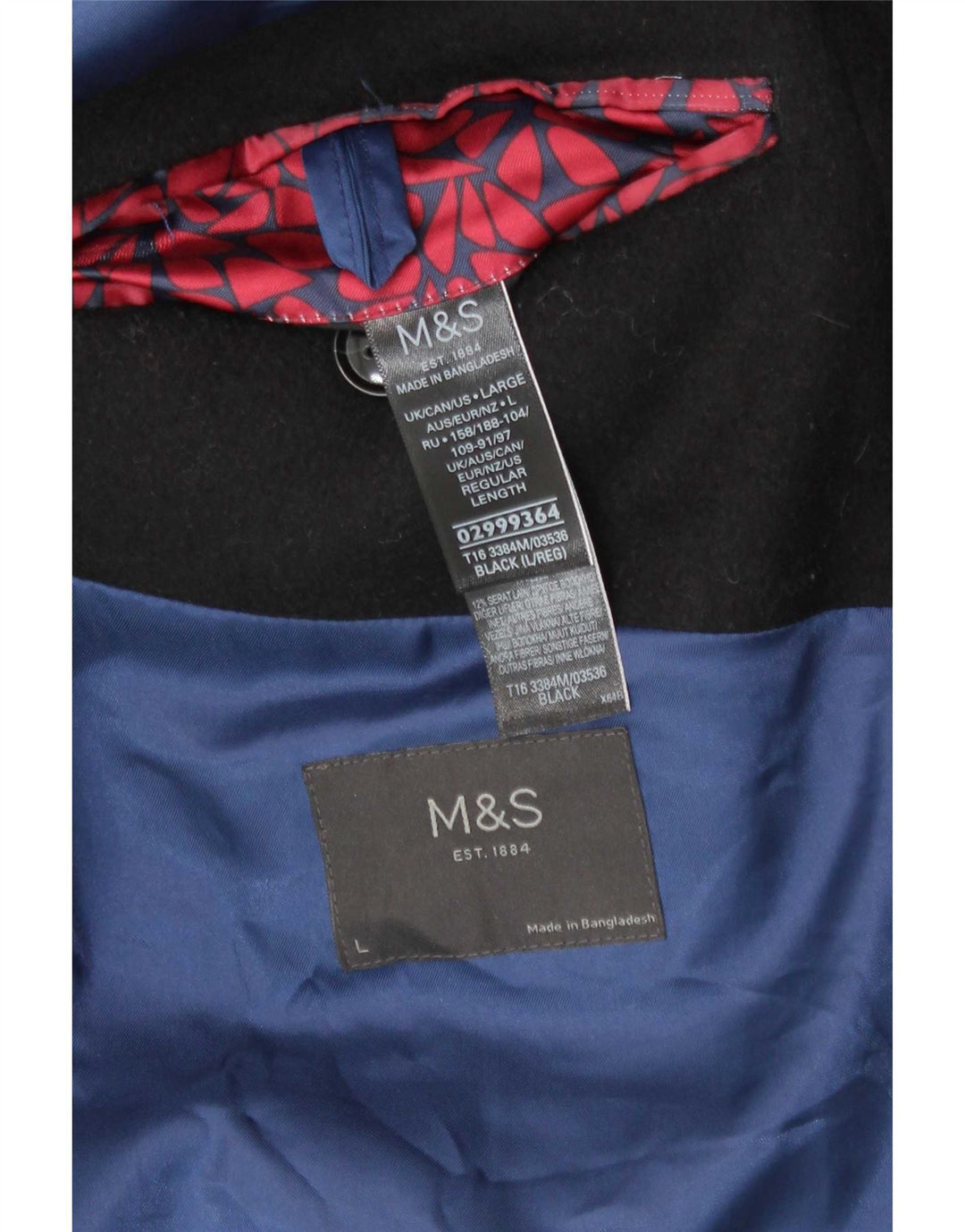 Marks & Spencer muški kaput regularnog kroja UK 40 veliki crni klasični