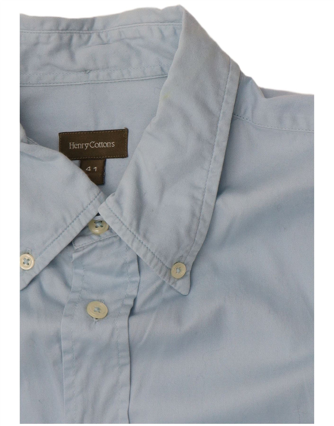 HENRY COTTONS Mens Shirt Size 41 Large Blue Cotton