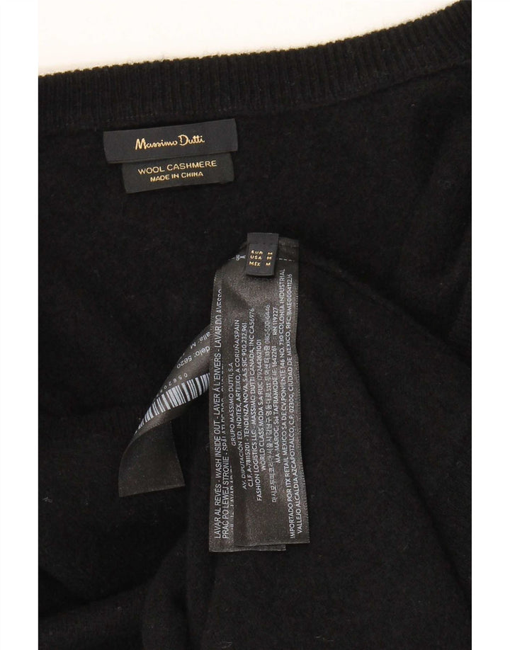 Ženski džemper s V-izrezom Massimo Dutti UK 14 Srednja crna vunena