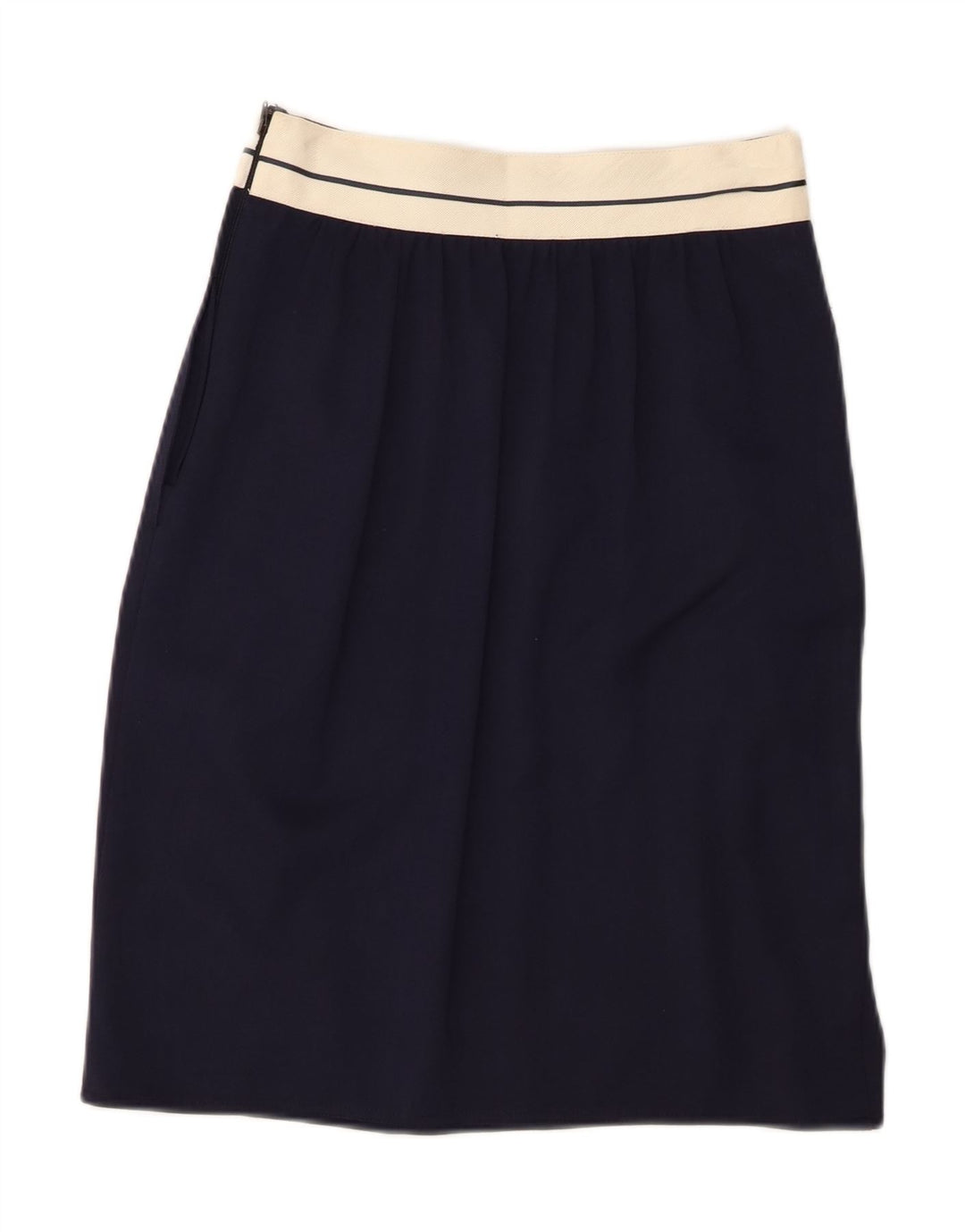 Ferretti Studio ženska ravna suknja UK 12 srednje veličine W26 tamnoplava svila