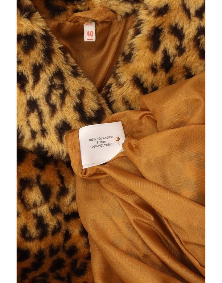 VINTAGE ženski preveliki kaput od umjetnog krzna EU 40 srednje smeđeg životinjskog uzorka