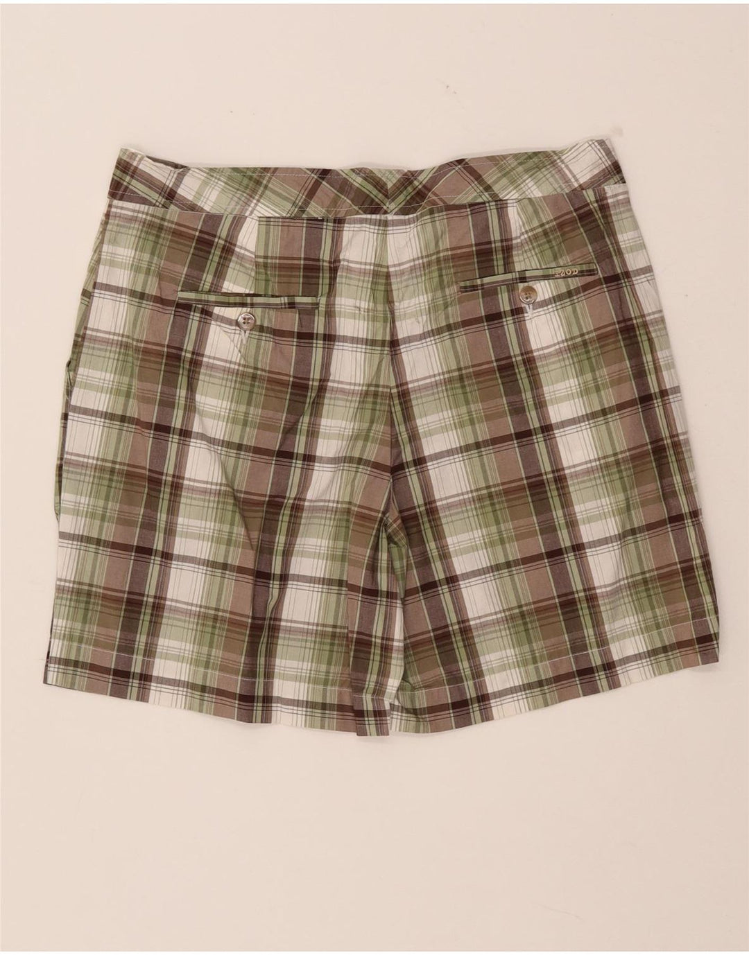 IZOD Ženske chino kratke hlače US 8 srednje W32 Kaki karirani pamuk