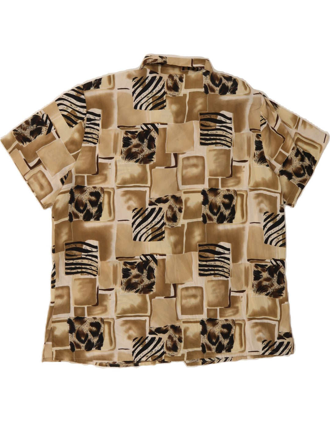 NOTATIONS Womens Short Sleeve Shirt UK 18 XL Brown Patchwork Polyester Vintage Notations and Second-Hand Notations from Messina Hembry 