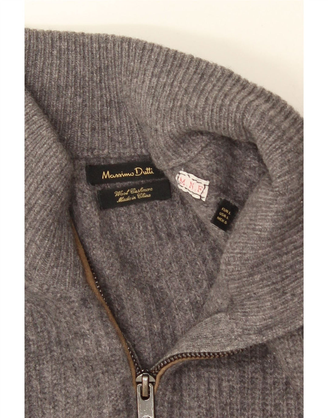 Veliki sivi vuneni muški kardigan pulover MASSIMO DUTTI