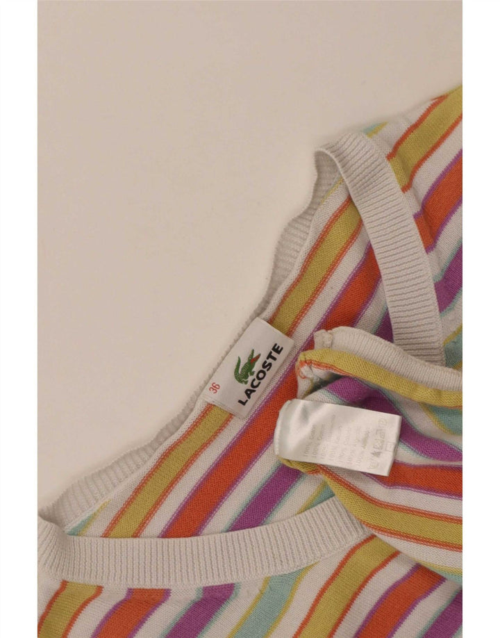 Lacoste ženski kratki kardigan džemper, veličina 36, male raznobojne pruge