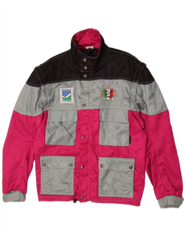 Vintage muška pomoćna jakna UK 42 XL ružičasti poliamid u blokovima boja