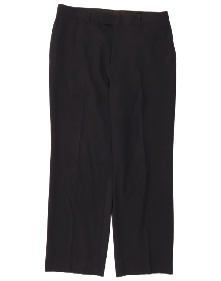 HUGO BOSS Ženske ravne hlače W34 L31 Mornarsko plave djevičanske vune