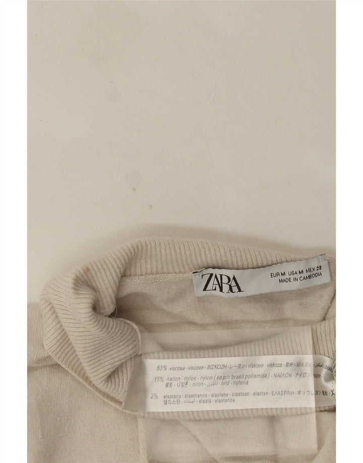 Zara ženski pulover s rol izrezom UK 12 Srednje bijela viskoza