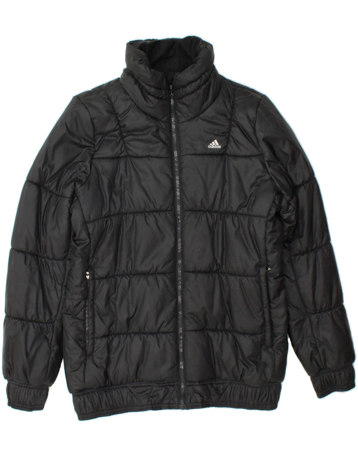 ADIDAS Womens Padded Jacket UK 12/14 Medium Black Polyester Vintage Adidas and Second-Hand Adidas from Messina Hembry 