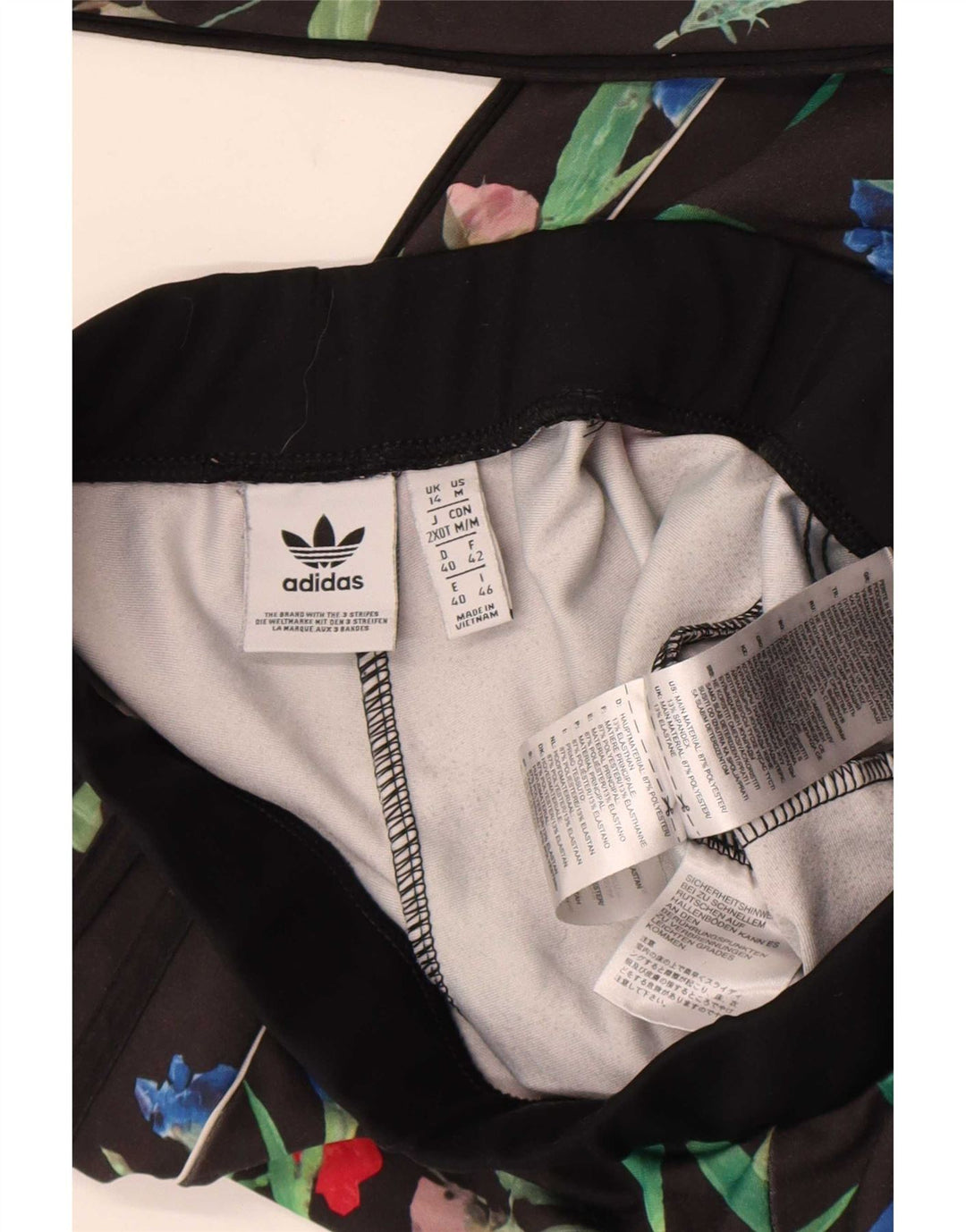 Adidas ženske tajice UK 14 srednje crne cvjetne poliesterske hlače
