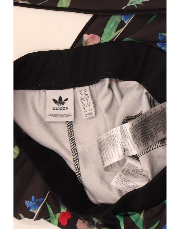 Adidas ženske tajice UK 14 srednje crne cvjetne poliesterske hlače