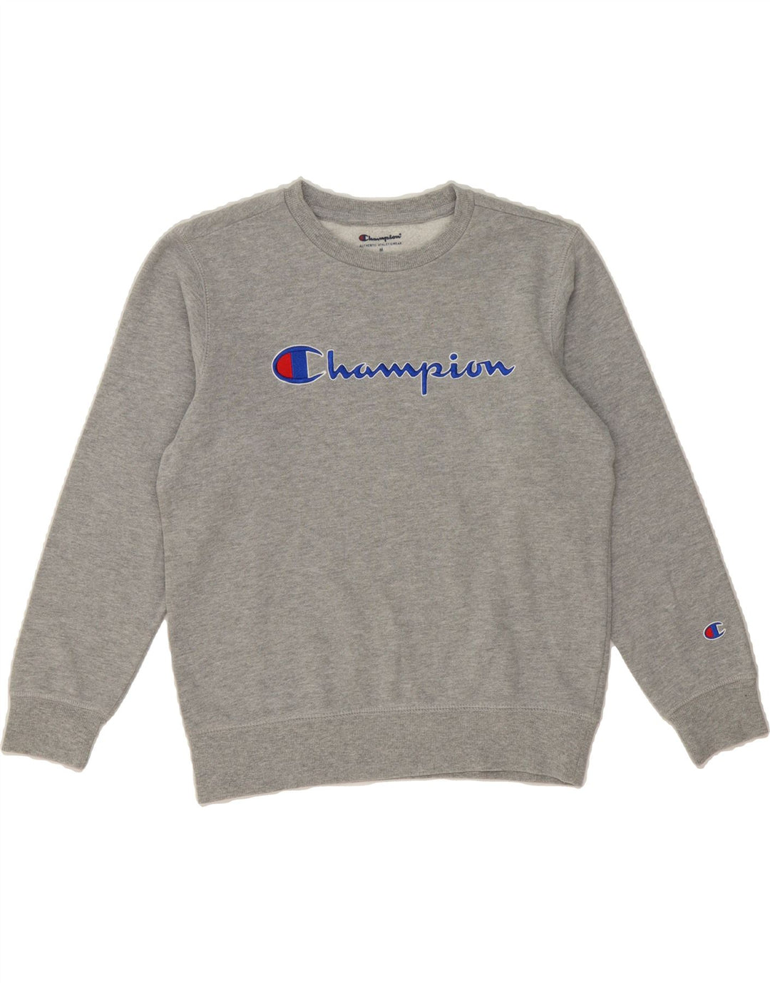 CHAMPION Womens Graphic Sweatshirt Jumper UK 14 Medium Grey Cotton Vintage Champion and Second-Hand Champion from Messina Hembry 