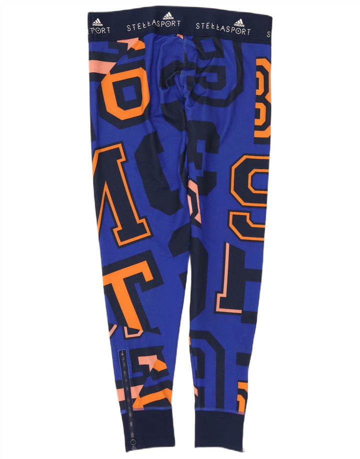 ADIDAS Ženske Climalite Graphic Leggings UK 14 Srednje plavi poliester
