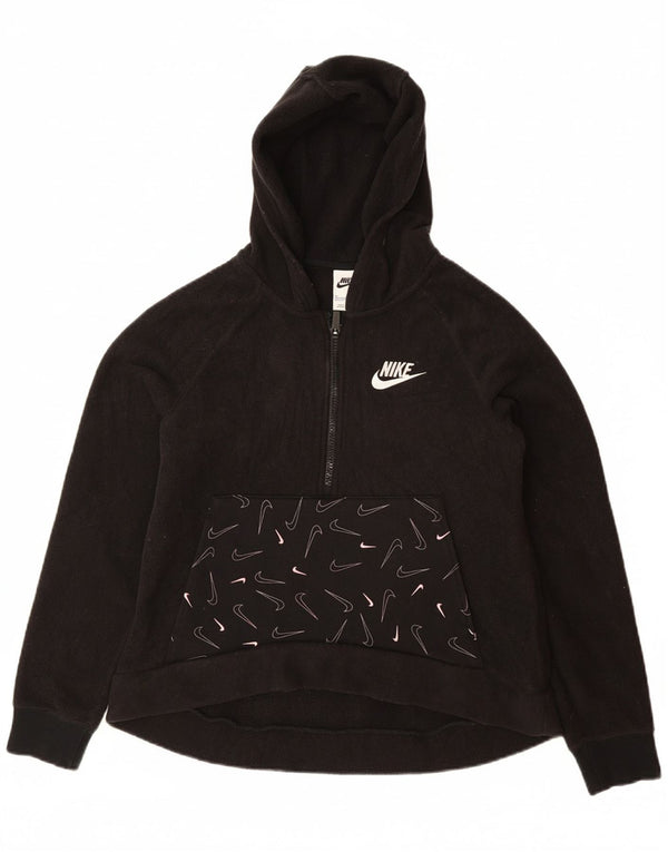 NIKE flis džemper za djevojčice s grafičkim zatvaračem i izrezom 13-14 godina XL crni poliester