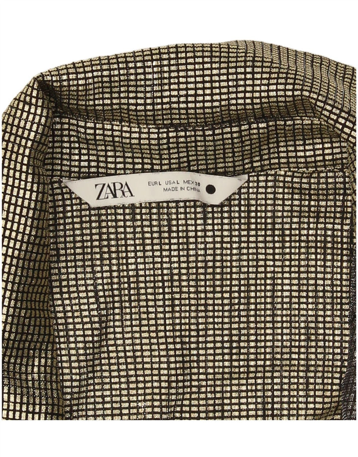 Zara ženska košulja bluza UK 14 Large Gold Gingham