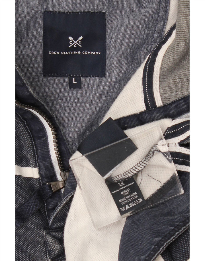 CREW CLOTHING Muška majica s izrezom s patentnim zatvaračem, velika mornarsko plava prugasta majica