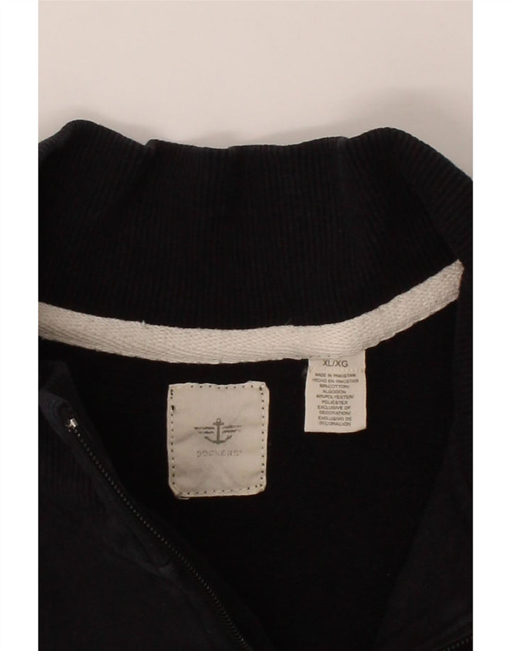 DOCKERS Mens Zip Neck Sweatshirt Jumper XL Black Cotton Vintage Dockers and Second-Hand Dockers from Messina Hembry 