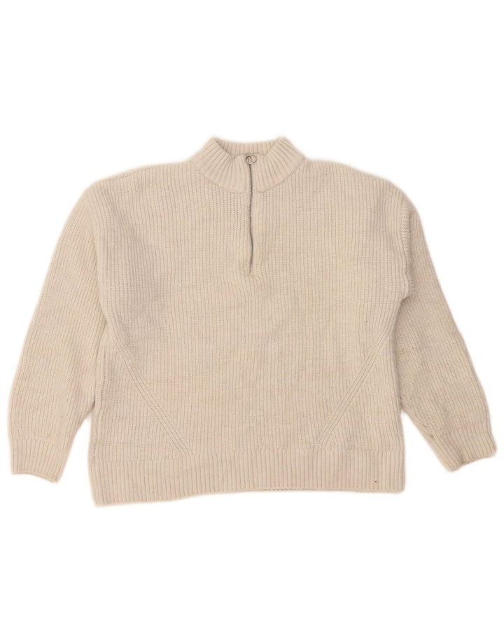 Marks & Spencer ženski džemper s izrezom s patentnim zatvaračem UK 14 Large Off White