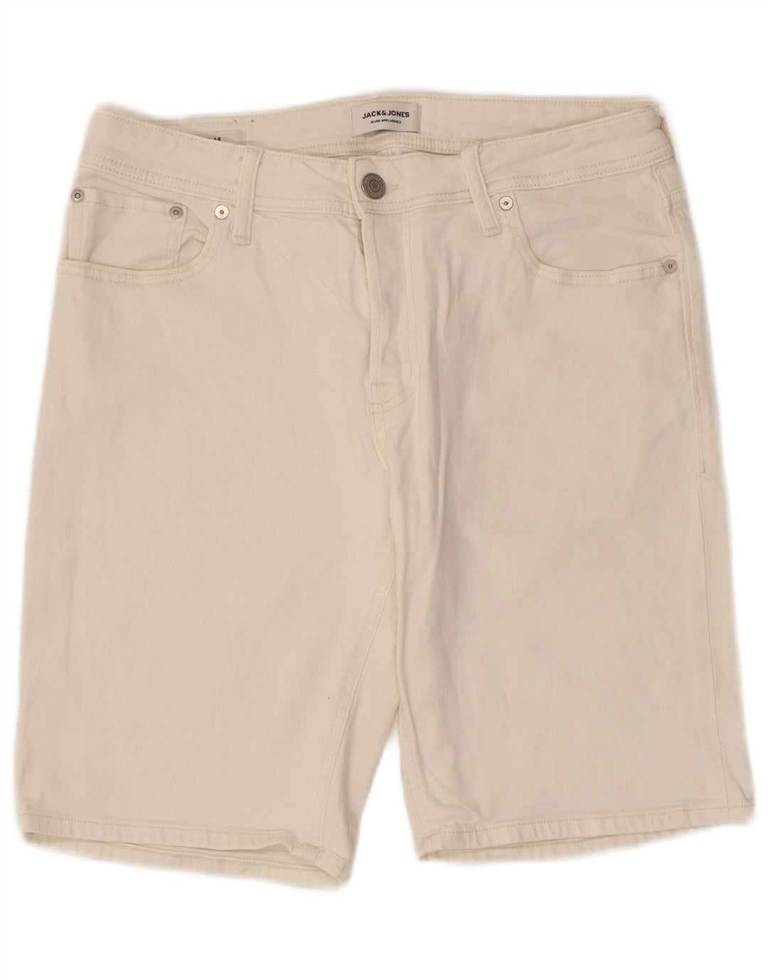 JACK & JONES Muške traper kratke hlače srednjeg kroja W32, bijeli pamuk