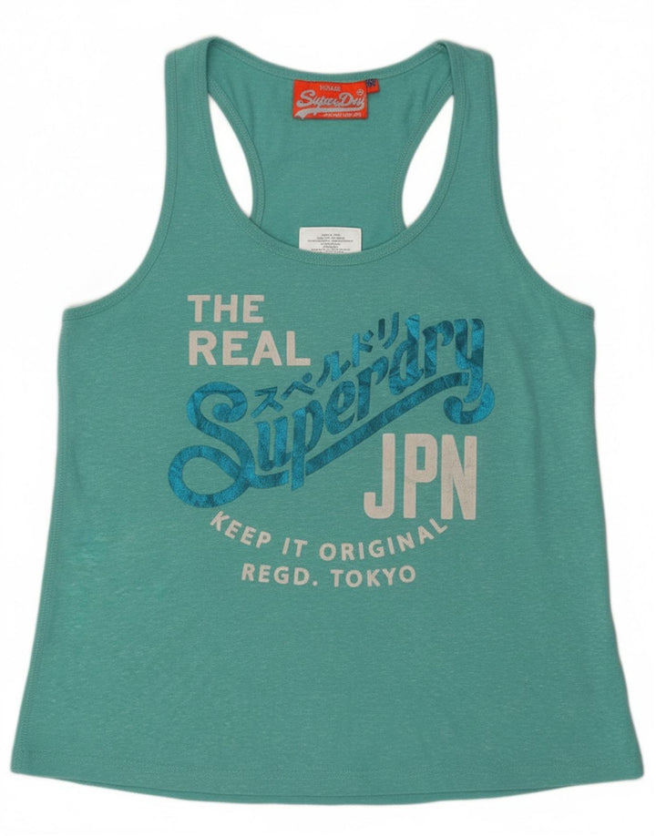 Superdry ženski grafički prsluk UK 12 srednji tirkizni poliester