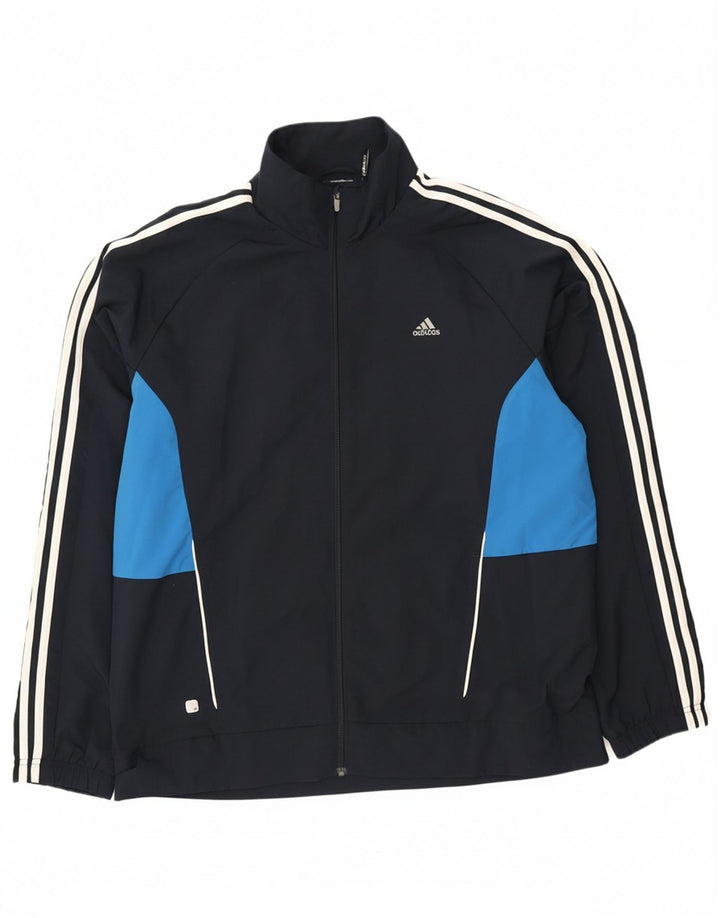 ADIDAS Mens Climalite Tracksuit Top Jacket Large Navy Blue Colourblock
