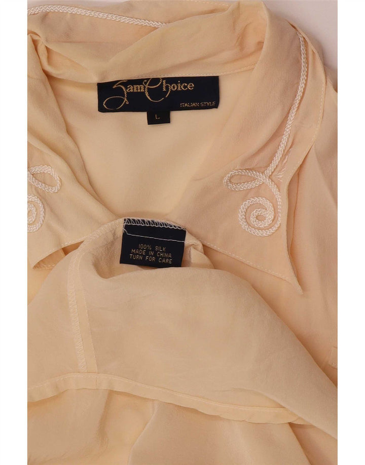 Vintage ženska obična košulja bluza UK 14 velika bež svila