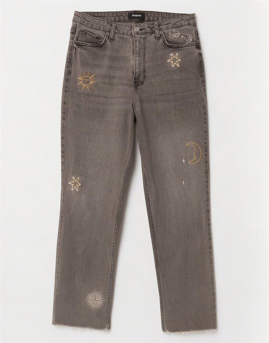 Desigual ženske ravne traperice s apstraktnim uzorkom EU 42 Large W32 L28 sive