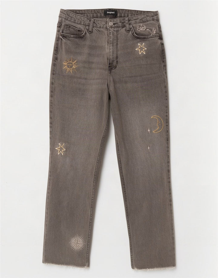 Desigual ženske ravne traperice s apstraktnim uzorkom EU 42 Large W32 L28 sive