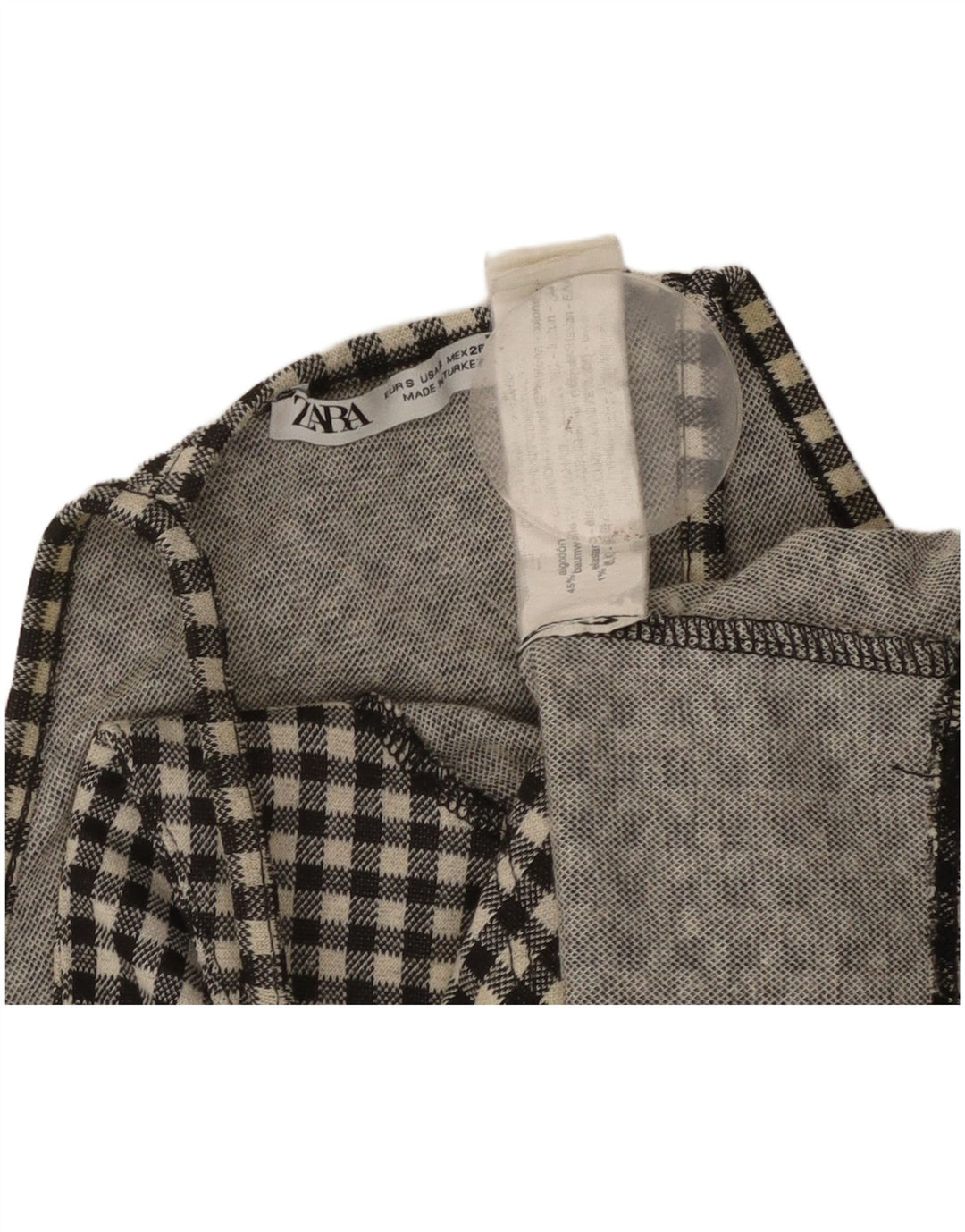 ZARA ženska majica s halterima UK 8, mali crni pamuk od ginghama