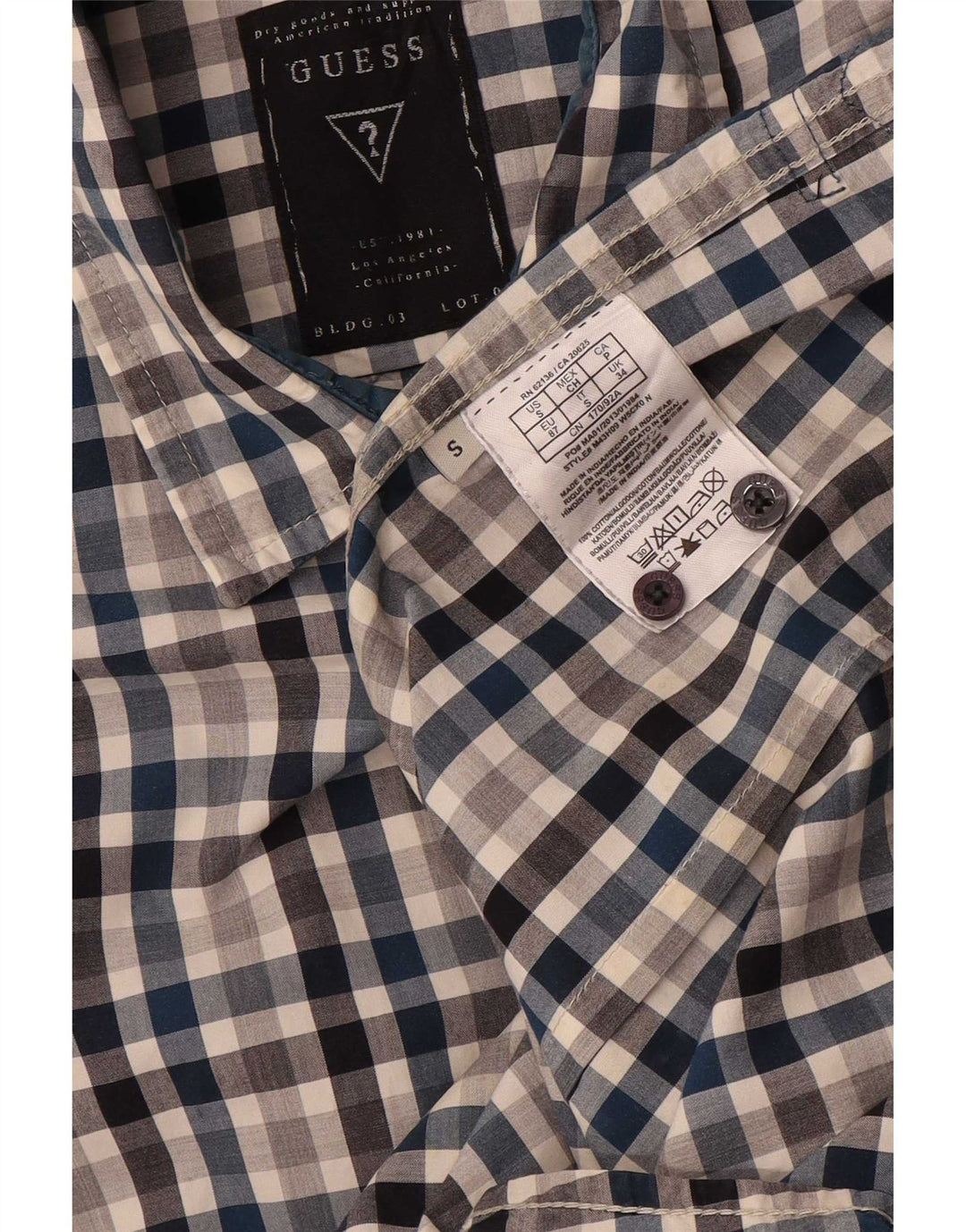 Guess muška uska košulja malenog šarenog gingham pamuka
