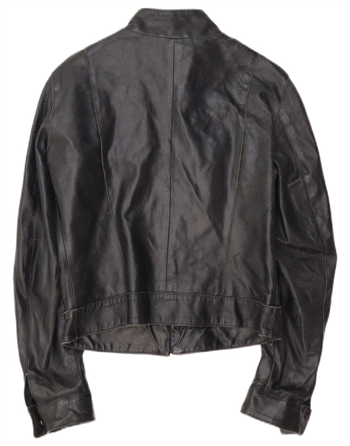 VINTAGE ženska kožna trkaća jakna IT 42 srednje crna koža