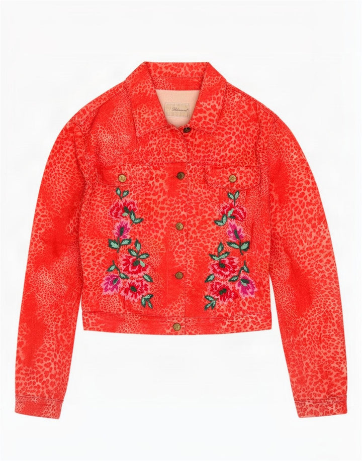 Blumarine ženska traper jakna IT 40 s malim crvenim uzorkom životinja