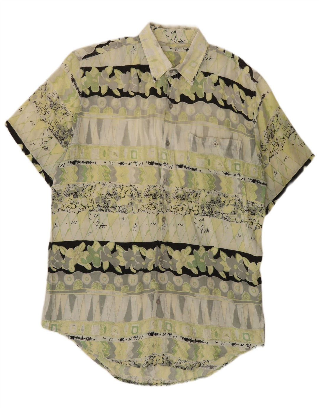 Vintage muška košulja kratkih rukava srednje zelena geometrijska