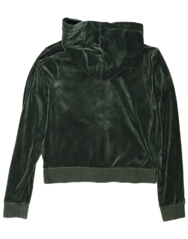 Juicy Couture ženski pulover s kapuljačom od velura s patentnim zatvaračem UK 14 Srednje zelena