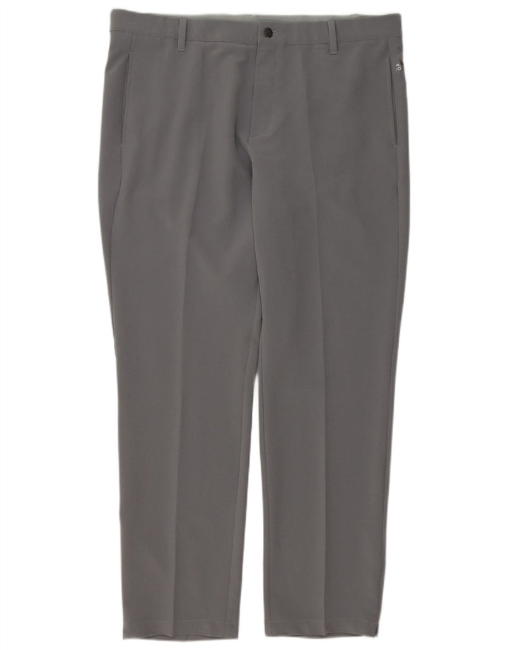 ADIDAS Mens Straight Chino Trousers W38 L32  Grey Polyester