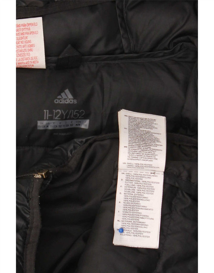 Podstavljena jakna s kapuljačom Adidas za dječake 11-12 godina crna od poliestera
