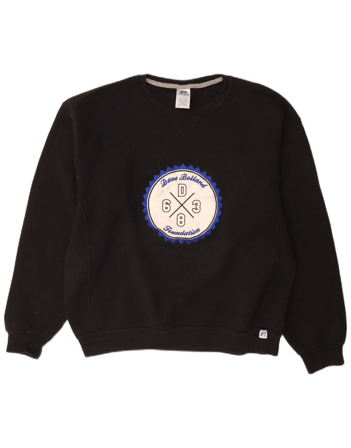 RUSSELL ATHLETIC Veliki crni pamučni muški džemper s grafičkim motivima