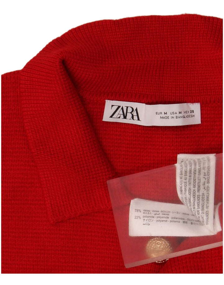 Zara ženski kardigan pulover UK 12 Srednje crvena viskoza