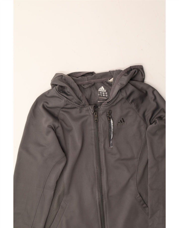 ADIDAS Womens Zip Hoodie Sweater UK 10 Small  Grey Polyester Vintage Adidas and Second-Hand Adidas from Messina Hembry 