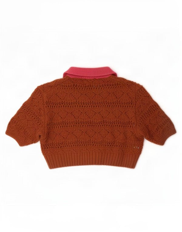 Zara ženski pulover s kratkim polo izrezom UK 10 Small Brown